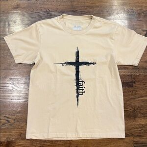 New w/out tags- t shirt with cross and “faith “
fits med-to X-Large